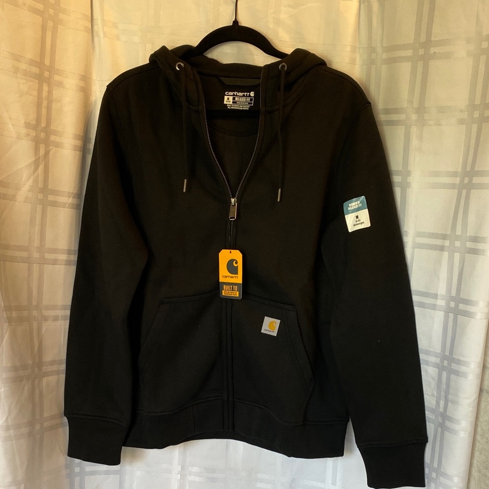 Carhartt Women’s Relaxed Fit Midweight Zipper Up Black Hoodie Sweatshirt Jacket